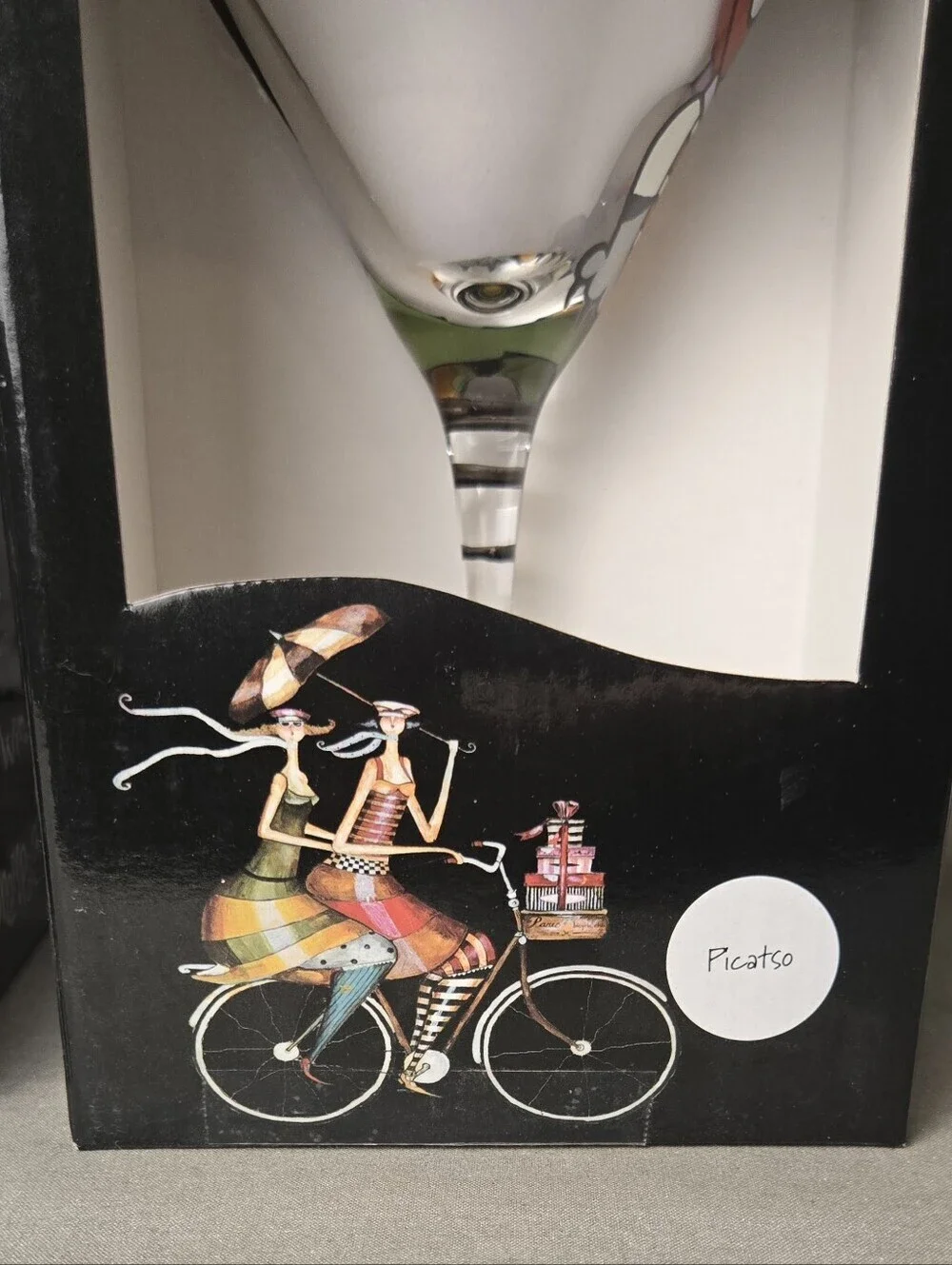 Set of 2 Hand Painted Martini Glasses Jennifer Garant Art 10 oz